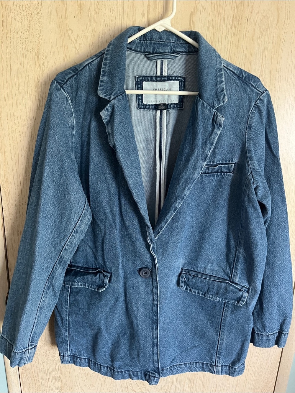 American Eagle Denim Jean Jacket Over Chore Coat Blazer Sz Large